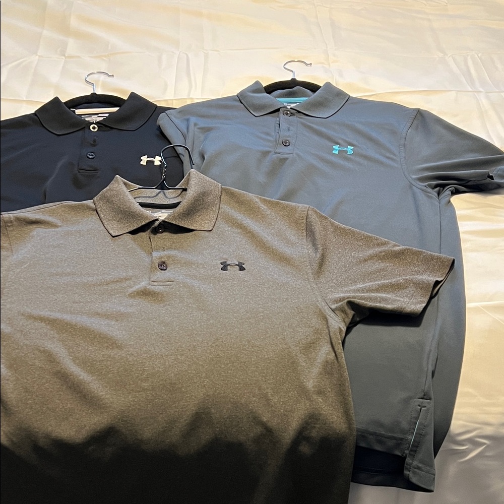 Under Armour Men's Polo Shirt Trio - Black, Gray, and Blue